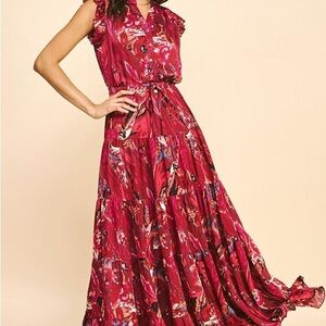 Pinch Vibrant Deep Pink Floral Maxi Dress